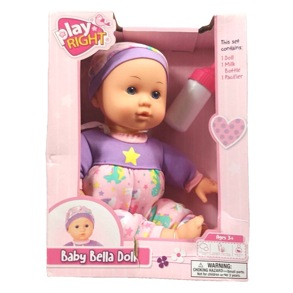Play Right 12 inch Baby Bella Doll with Bottle & Pacifier Girl New in Box